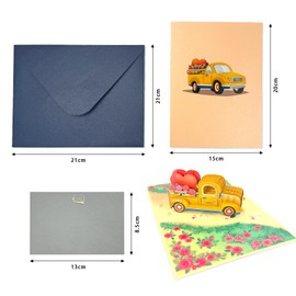 KAOTPO Valentine's Day Card, Card for Valentine's Day, Can Be Used for Birthday, Anniversary, Declaration of Love and Marriage Proposal, Pop-up Card for Valentine's Day with Envelope (Yellow)