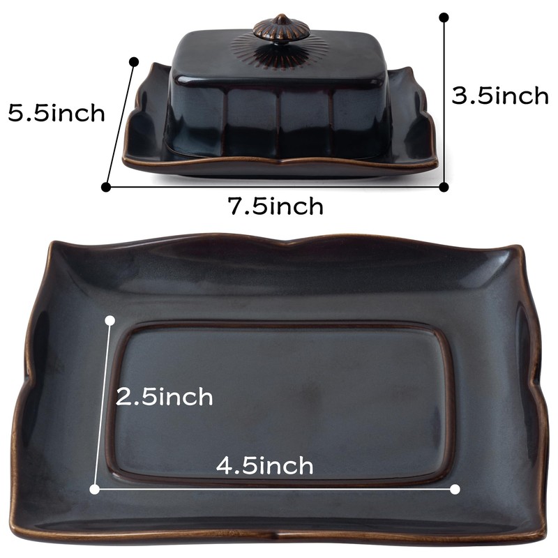 Dormercy Butter Dish with Lid for Countertop, Large Ceramics Butter