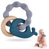 Vicloon Baby Teether Toys, Silicone & Natural Wood Teether Ring,