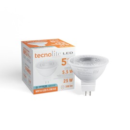 Tecnolite - Foco MR16 LED 5.5 W, Luz de Día, Base GX5.3, No atenuable