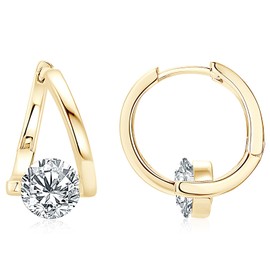 EONFUN 1CT Moissanite Hoop Earrings for Women, D Color VVS1 Clarity Earrings, 18K Yellow Gold Plated 925 Sterling Silver Twist Hoop Earrings Hypoallergenic Christmas New Year Gifts