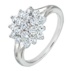 Silver Cubic Zirconia Set Cluster Ring S