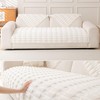 Ivory Faux Rabbit Fur Sofa Cover 35x82, Plush Couch Protector