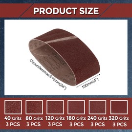 Kozelo 18 Pcs Sanding Belts 4 x 24 Inch 40/80/120/180/240/320 Grit Aluminum Oxide Abrasive Sandpaper for Belt Sander Metal Grinding Wood Working Weld Rust Removal Deburring