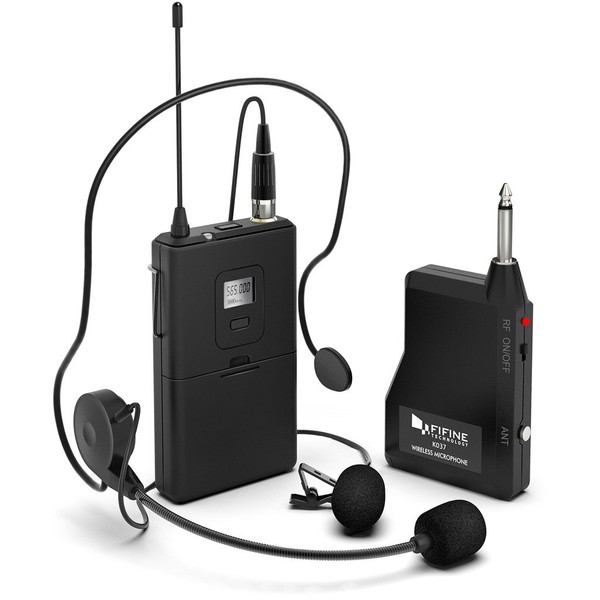 Wireless Microphone System,FIFINE Wireless Microphone Set with Headset and Lavalier