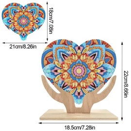 Syntego 5D DIY Mosaic Heart in Hands Diamond Painting Kit Rhinestone Acrylic Tabletop Ornament Decoration with Wooden Base