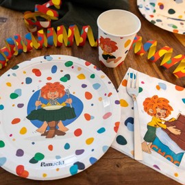 Bavariashop PUMUCKL Children's Party Set for Birthday, Children's Birthday Tableware Set with Paper Plates, Cups and Napkin, 44 Pieces