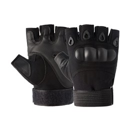 Galenecx Guanti Tattici, Guanti Tattici militari, Mezze Dita Guanto Traspiranti, Guantis Da Ciclismo con Protezione Dita, per Moto, Ciclismo, Escursionismo, Campeggio, Caccia(Nero)