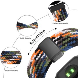 Braided Nylon Band Compatible with Garmin Forerunner 165/Forerunner 55 Watch Band, 20mm Soft Stretchy Replacement Strap for Garmin Forerunner 55/158/165/245/645 Music Smartwatch Women Men (Denim)