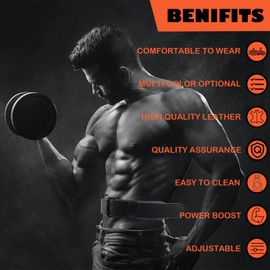 9mm Leather Fitness Weight Lifting Belt for Women&Men with 4 Inches Padded Lumbar Support for Power Lifting Workout & Squats Exercise