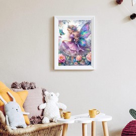 GLXPOG 5D Diamond Painting Picture Set, Butterfly Fairy Flower Diamond Art Painting Kit for Adults, DIY Rhinestone Embroidery Painting Wall Decor 30 x 40 cm