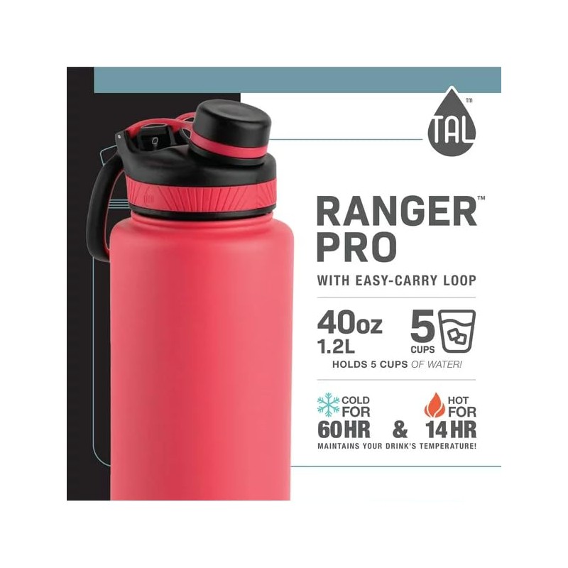 Tal Stainless Steel Ranger Water Bottle 40 fl oz (Pink)