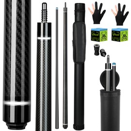 Kmise Carbon Fiber Pool Cue Stick 58", Billiard Cue Sticks 21-23oz, Low Deflection Pool Cue with 12.5mm Tip, Professional Billiard Carbon Fiber Pool Sticks for Adults, 22oz