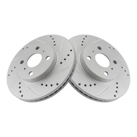 Front Performance Brake Rotors Set Premium G-Coated Cross Drilled & Slotted Compatible with 2004-2006 Scion xA xB