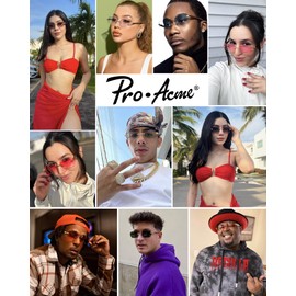 Pro Acme Rimless Rectangle Sunglasses for Men Women Square Shade Eyewear Frameless y2k Glasses(Gold/Clear+Grey)