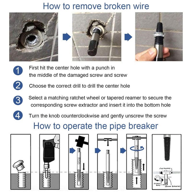C100AE Easy Out Bolt Extractor Set of 6,Damaged Screw Bolt