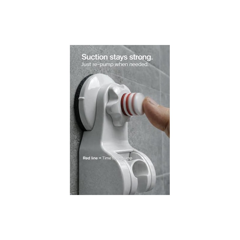 Pump&fix 45 Degrees Adjustable Handheld Shower Head Holder Suction Cup