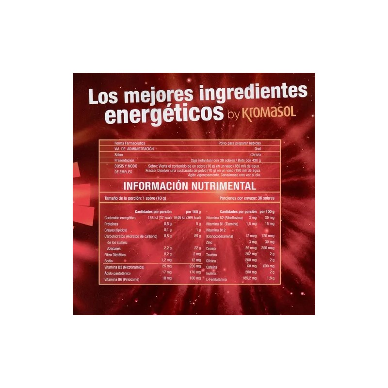 Supernova Energía 36 Sobres Bebida Sabor Cereza Kromasol
