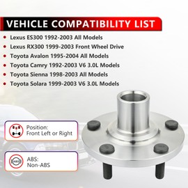 PEYU 518509 (Pair) Front Wheel Bearing Hub Assembly for Lexus RX300 1999-03 FWD, for ES300 1992-03, for Toyota Avalon 1995-04, for Sienna 1998-03, for Camry 1992-03 3.0L, for Soara 1999-03 3.0L, 5-Lug