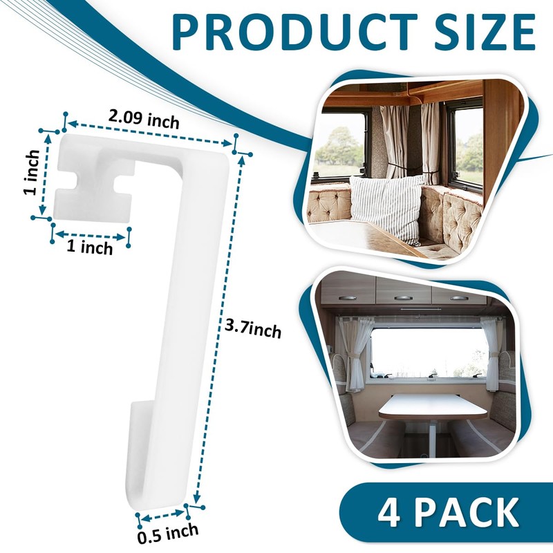 NOOTO 4 Pack White RV Curtains Holder for Camper Windows