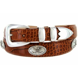 Golf of Palisades Genuine Italian Calfskin Leather Designer Dress Golf Belt for Men(Alligator Tan, 34)