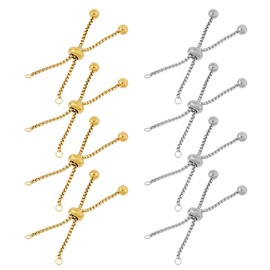 Hobbspring 8Pcs 2 Colors Adjustable Slider Bracelet Slider Extender Chains 3.15 Inches 304 Stainless Steel Slider Bracelet with Ball Ends Jewelry Making Findings for DIY Bracelet Craft