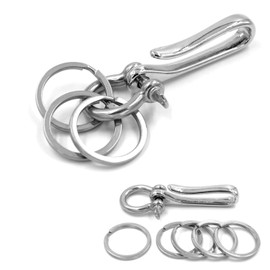 [XP Design] Silver Brass Brass Crunchy Hook Belt Loop Hanging Holder Key Ring Keychain Key Chain, Brass Silver M