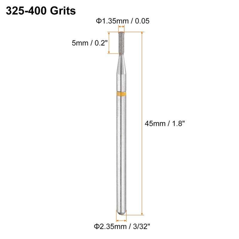sourcing map 10pcs 325-400 Grits Diamond Grinding Bit 1.35mm Cylinder