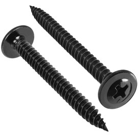 VGBUY 100Pcs #8 x 2 Inch Wood Screws Phillips Modified Truss Head Stainless Steel 410 Quick Metal Self Tapping Screws,Black Zinc Plated