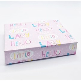 4 Sheets 4 Tags Baby Shower Hello There Little Lady Pink Cute Girl Design Wrapping Paper New Baby Arrival Gender Reveal Female Giftwrap (PA)