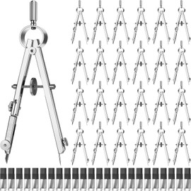 Zonon 24 Pcs Compass for Geometry Compass Bulk for Classroom Math Students Protractor for Art Compass Precision Tool with Pencil Back to School Supply for Office Art Drafting Drawing Wood Working