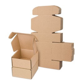 Corrugated Cardboard Shipping Boxes, 120×120×40mm Royal Mail Small Parcel PiP Postal Boxes, Brown Packaging Mailing Boxes for Business, Posting, Storing or Gift (Pack of 25)
