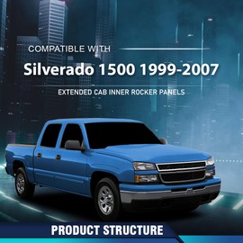 PIT66 Inner Rocker Panels Compatible with Chevy Silverado 1500 2500 2500HD 3500 4 Door Extended Cab 2000-2006; Fit GMC Sierra 1500 2500 2500HD 3500 4 Door Extended Cab 2001-2006