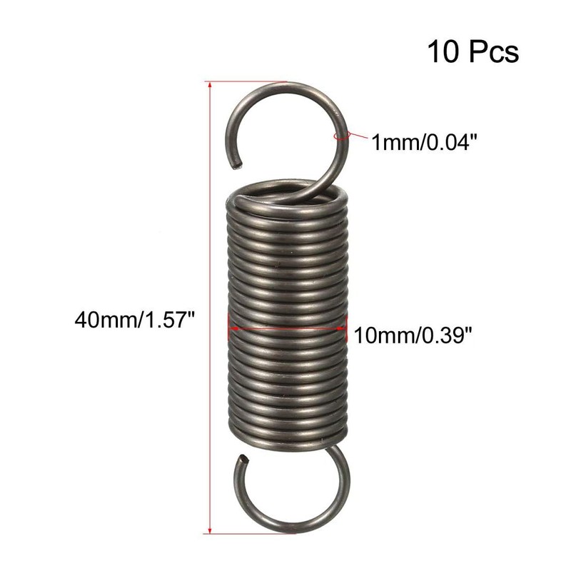 TOP-VIGOR 10Pcs Extension Compressed Spring, 1mm Wire Dia, 10mm OD,