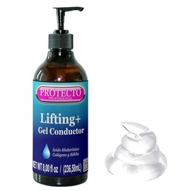 Protecto Gel Conductor Efecto Lifting Facial y Corporal para Corriente Galvánica con Ácido Hialurónico y Colágeno, Compatible con Radiofrecuencia, Ultrasonido, Cavitación e IPL (Mediano 240 ml)