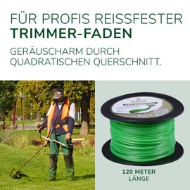 Natursache Trimmer Line for Grass Trimmer in Green - Brush Cutter Thread Extra Tear-Resistant for Maximum Cut and Brush Cutter Performance (2.4 mm)