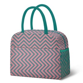 DALINDA Reusable Leakproof Insulated and Cooler High Capacity Lunch Bag for Women Men Tote Bag Sack Food Handbags Case  for Travel Work School Picnic - Color: Green Flower