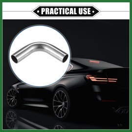 Motoforti 2 Pcs Bend Elbow Pipe Tube, 1" OD 4" Leg 90 Degree DIY Exhaust Pipe Intercooler Air Intake Tube Universal for Car Truck Automotive 304 Stainless Steel Silver Tone Long-lasting