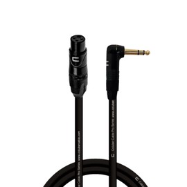 Balanced XLR Cable Female to Right Angle 1/4" TRS - 5 Feet Black - Pro 3-Pin Microphone Connector for Powered Speakers, Audio Interface or Mixer for Live Performance & Recording