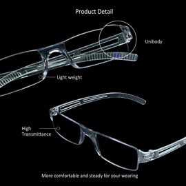 LifeArt 4 Pairs Reading Glasses, Blue Light Blocking Glasses, Computer Reading Glasses for Women and Men, Fashion Rectangle Eyewear Frame(4 Clear, 3.25 Magnification)