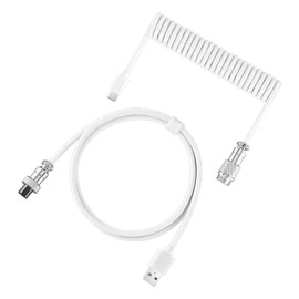 High-QualityDouble-Sleeved Mechanical Keyboard Cable with Detachable Metal Aviator - Compatible with Mechanical and Gaming Keyboards - 1.5m Length for Flexible Use -USB-C to USB-A (White)