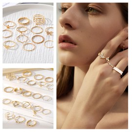 ZENGSING Gold Ring Set Women, Finger Rings Set, Gold, Gold-Plated Rings Women's Set, Gold Rings Women Set, Vintage Boho Rings, for Women, Teenagers, Girls, Alloy, No Gemstone