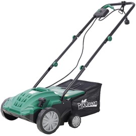 Garden Scarifier, 2-in-1 13-inch Electric Dethatcher Scarifier, 12 Amp Lawn Dethatcher with Removable Extra Large 31.7QT Collection Bag