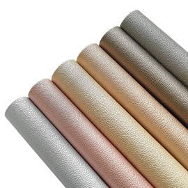 6 Pcs A4 Size Vivid Shiny Pearl Faux Leather Sheets for Earrings Bows Jewelry Making,Metallic PU Solid Color Fabric,21cm x 30cm