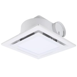 FEITON Square Bathroom Exhaust Fan with Light, 160 CFM 35W 4 Inch Duct, 100-240V 1.0 Sones Quiet Bathroom Ceiling Fan, Shower Fan Light Combo(Mounting Hole: 10.2 x 10.2 Inches)