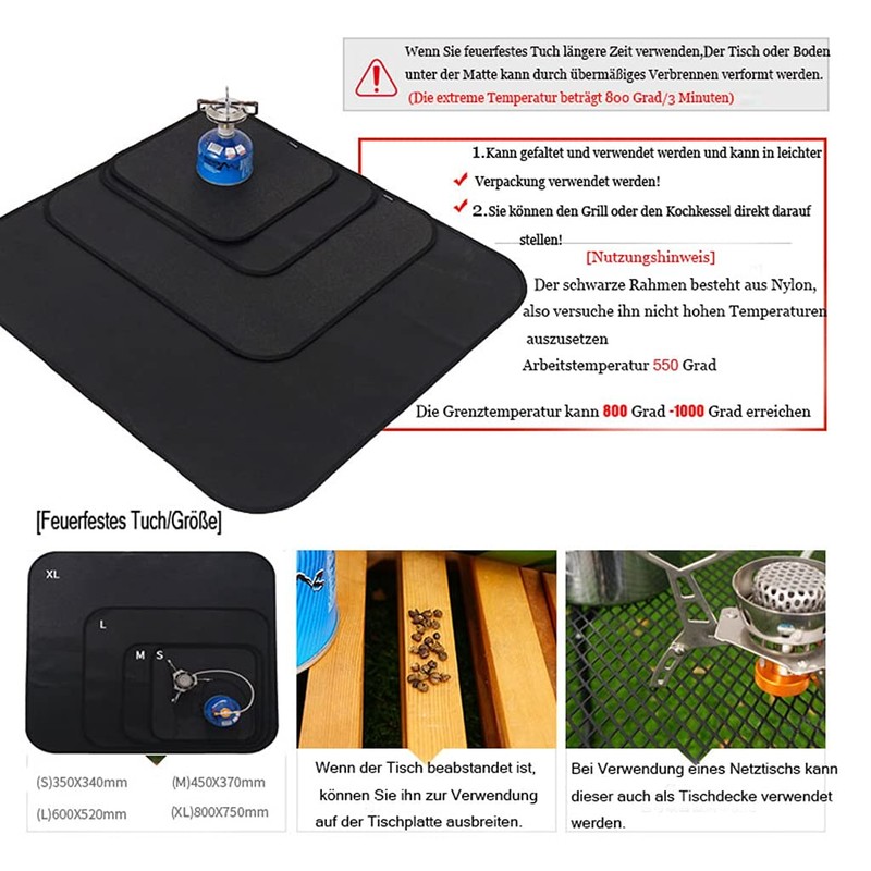 MisFox Camping Fireproof BBQ Grill Mat for Floor, Foldable Grill