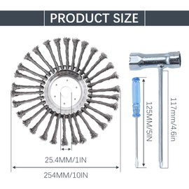 Stylemafia 10 Inch Steel Wire Rotary Brush Cutter Trimmer Head Sets Weed Blade Cutter with Adapter Kit Compatible with Stihl, Husqvarna,String Trimmers, Gardening Lawnmower, Moss Grass Rust Removal