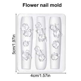 lasuroa Silikon Nagelformen, 3D Blumen Nagel Charm Formen Zarte Blumen Schnitzschablone aus Silikon für Bastelprojekte Fingerspitzen Dekoration für Frauen