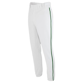 SSK Showcase Collection Flex Bottom Adult Baseball Pants | Adult Sizes Solid & Piped (US, Alpha, X-Large, Regular, Regular, White/Forest)