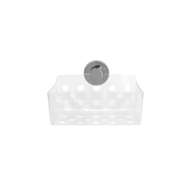 BlissHome Lock 'n Roll Suction Cup Clear Plastic Basket: No-Drill,
